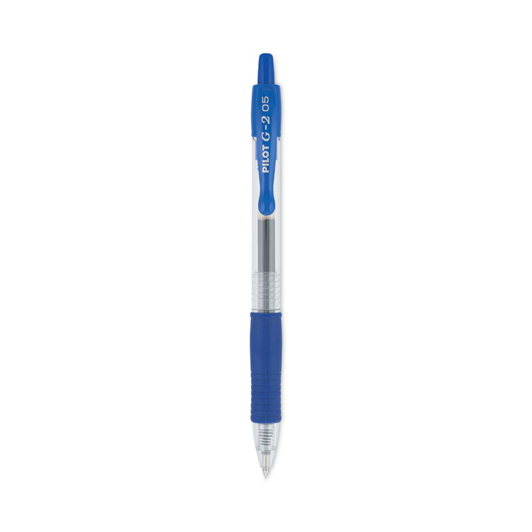 Pilot® G2 Premium Gel Pen, Retractable, Extra-Fine 0.5 mm, Blue Ink, Smoke/Blue Barrel, Dozen (PIL31003) 1 Dozen