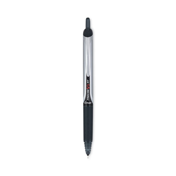 Pilot® Precise V5RT Roller Ball Pen, Retractable, Extra-Fine 0.5 mm, Black Ink, Black Barrel, Dozen (PIL26062)