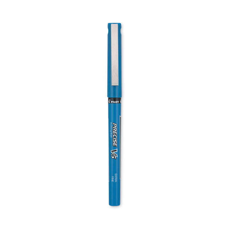 Pilot® Precise V5 Roller Ball Pen, Stick, Extra-Fine 0.5 mm, Blue Ink, Blue/Clear Barrel, Dozen (PIL35335)