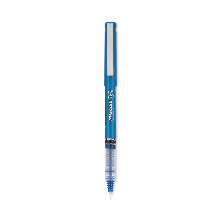 Pilot® Precise V5 Roller Ball Pen, Stick, Extra-Fine 0.5 mm, Blue Ink, Blue/Clear Barrel, Dozen (PIL35335)