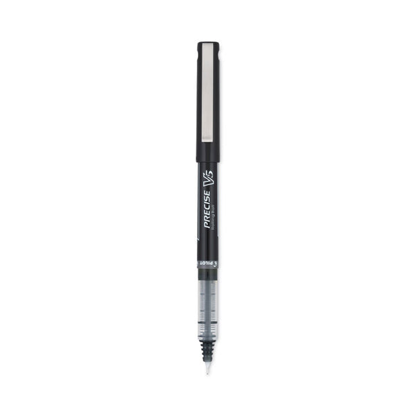 Pilot® Precise V5 Roller Ball Pen, Stick, Extra-Fine 0.5 mm, Black Ink, Black/Clear Barrel, Dozen (PIL35334)