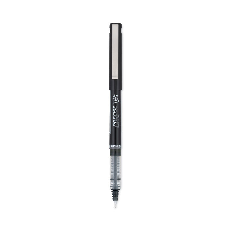 Pilot® Precise V5 Roller Ball Pen, Stick, Extra-Fine 0.5 mm, Black Ink, Black/Clear Barrel, Dozen (PIL35334) 1 Dozen