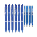 Pilot® FriXion Clicker Erasable Gel Pen, Retractable, Fine 0.7 mm, Blue Ink, Blue Barrel, Dozen (PIL31451)