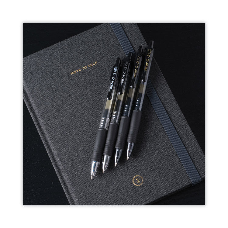 Pilot® G2 Premium Gel Pen Convenience Pack, Retractable, Extra-Fine 0.38 mm, Black Ink, Smoke/Black Barrel, Dozen (PIL31277) 1 Dozen