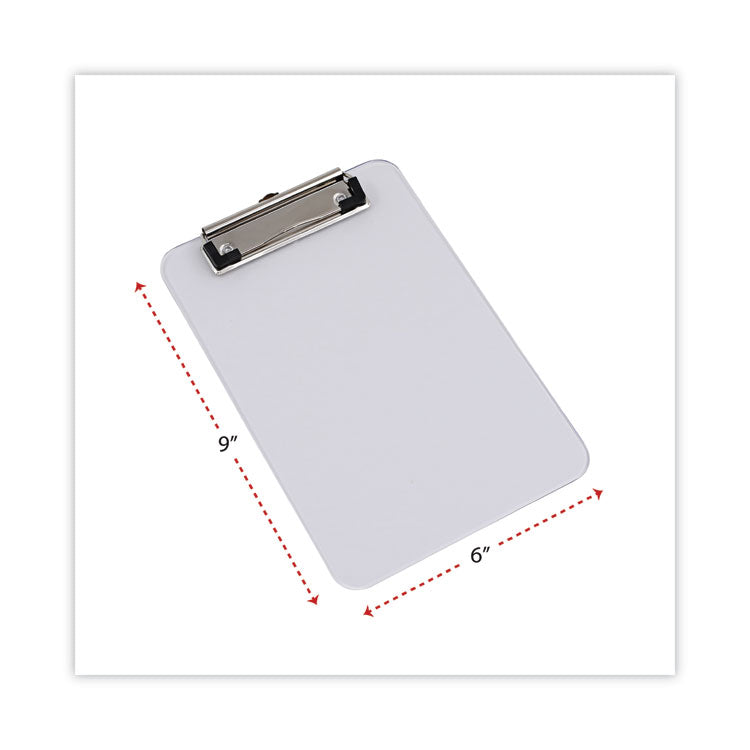 Universal® Plastic Clipboard with Low Profile Clip, 0.5" Clip Capacity, Holds 5 x 8 Sheets, Clear (UNV40312)