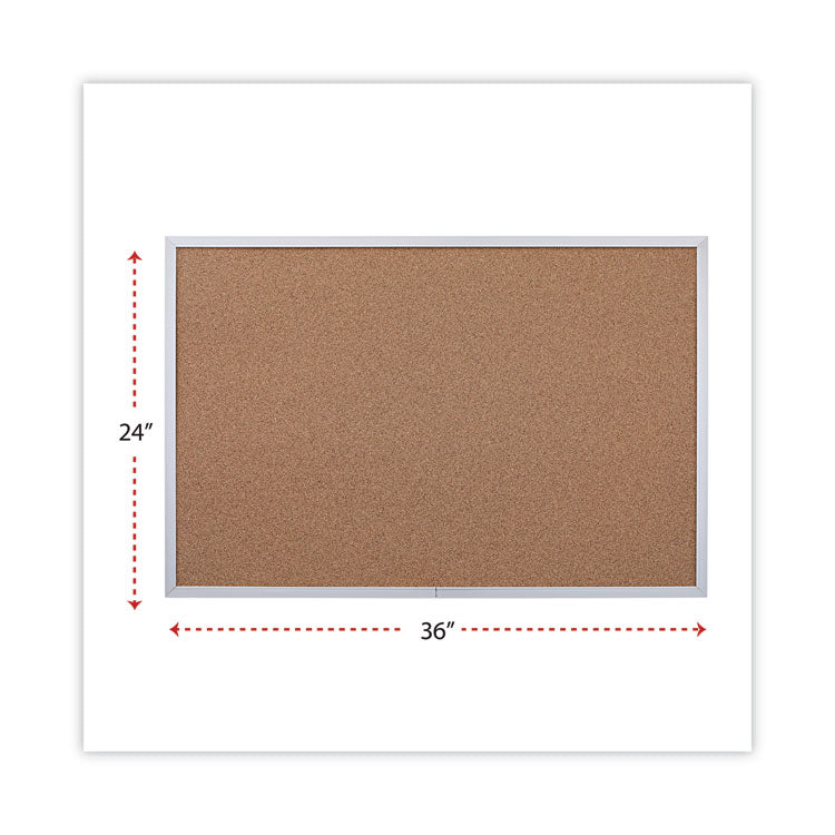 Universal® Cork Bulletin Board, 36 x 24, Tan Surface, Aluminum Frame (UNV43613)