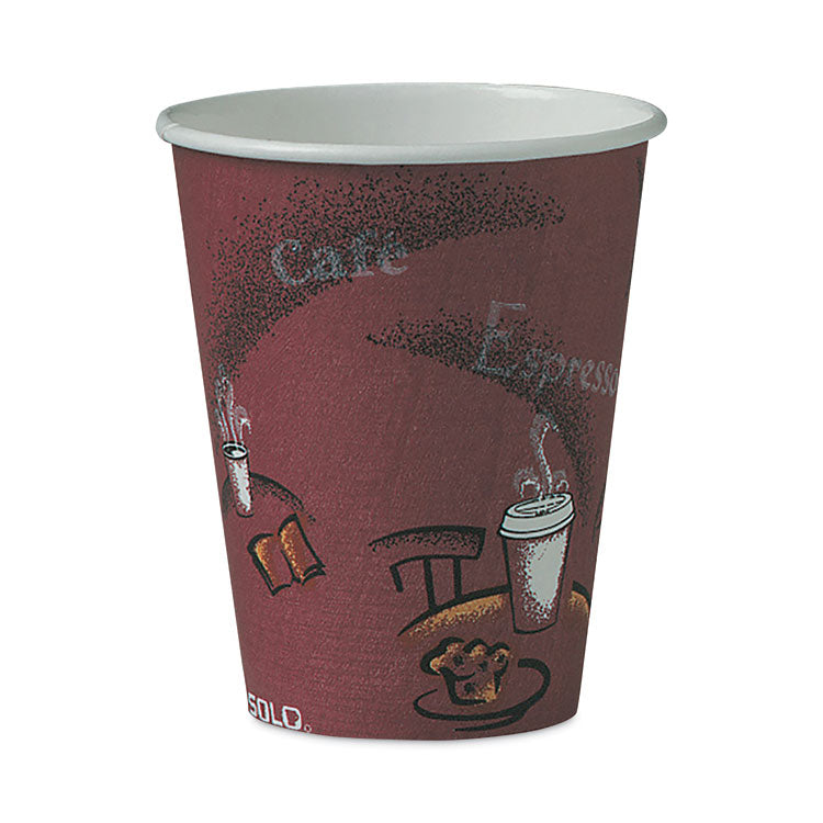 SOLO® Paper Hot Drink Cups in Bistro Design, 8 oz, Maroon, 50/Pack (SCC378SIPK)