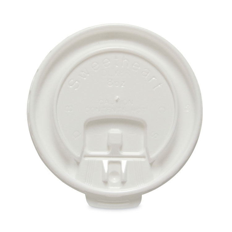 SOLO® Lift Back and Lock Tab Cup Lids for Foam Cups, Fits 8 oz Trophy Cups, White, 100/Pack (SCCDLX8RPK)