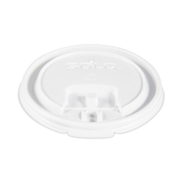 SOLO® Lift Back and Lock Tab Lids for Paper Cups, Fits 8 oz Cups, White, 100/Sleeve, 10 Sleeves/Carton (SCCLB3081)