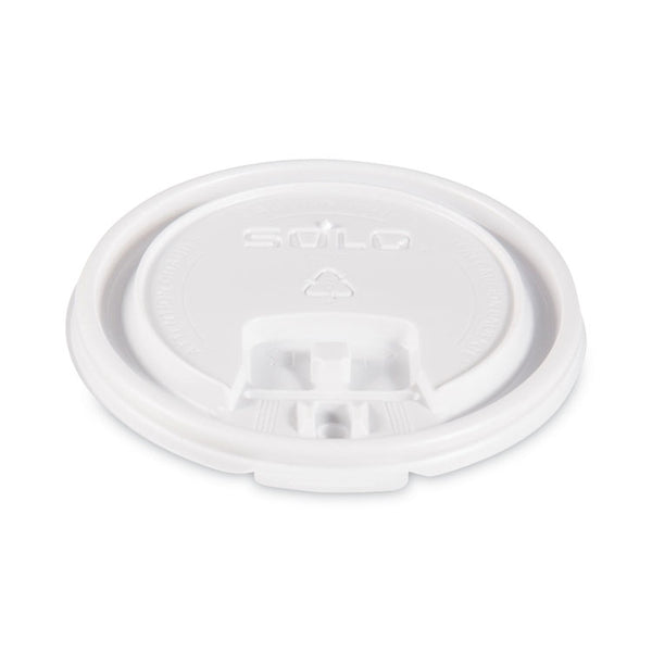 SOLO® Lift Back and Lock Tab Lids for Paper Cups, Fits 10 oz Cups, White, 100/Sleeve, 10 Sleeves/Carton (SCCLB3101)