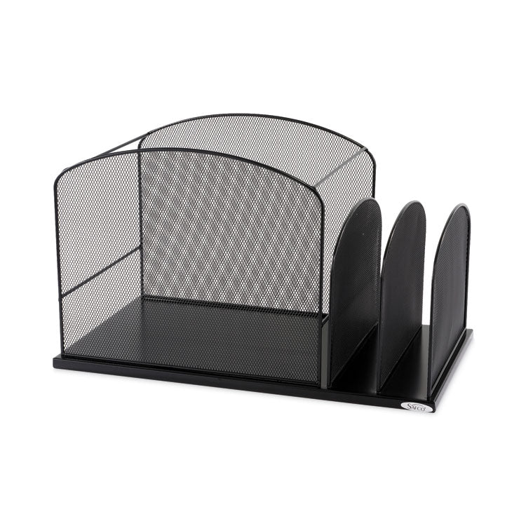 Safco® Onyx Mesh Desktop Hanging File With Two Upright Sections, 3 Sections, Letter Size, 11.5" Long, Black (SAF3259BL) Each