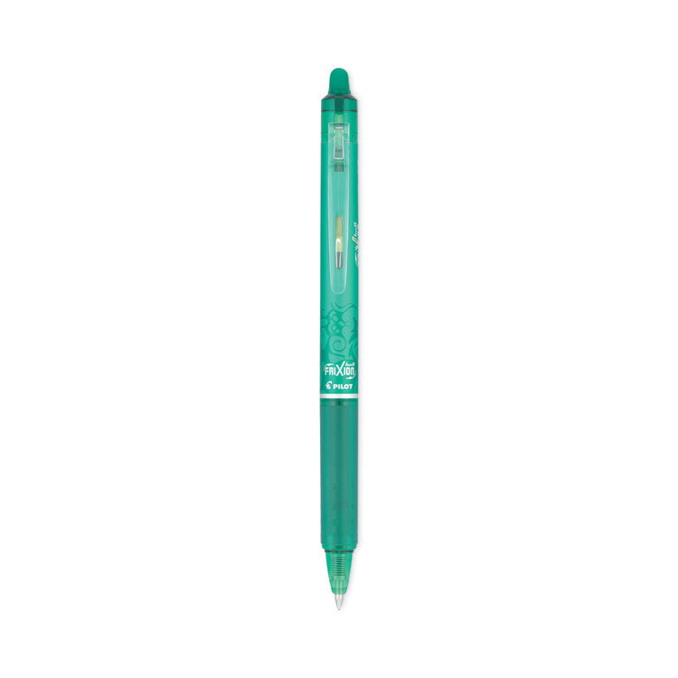 Pilot® FriXion Clicker Erasable Gel Pen, Retractable, Fine 0.7 mm, Green Ink, Green Barrel, Dozen (PIL31476)