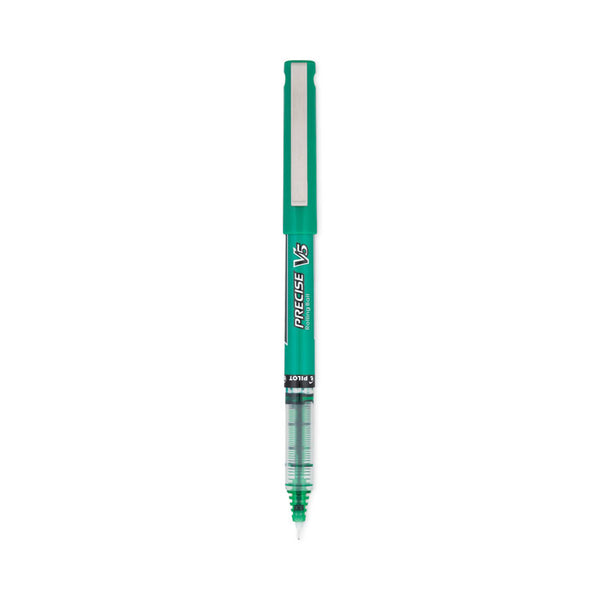 Pilot® Precise V5 Roller Ball Pen, Stick, Extra-Fine 0.5 mm, Green Ink, Green/Clear Barrel, Dozen (PIL25104)