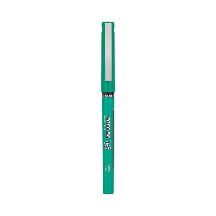 Pilot® Precise V5 Roller Ball Pen, Stick, Extra-Fine 0.5 mm, Green Ink, Green/Clear Barrel, Dozen (PIL25104)