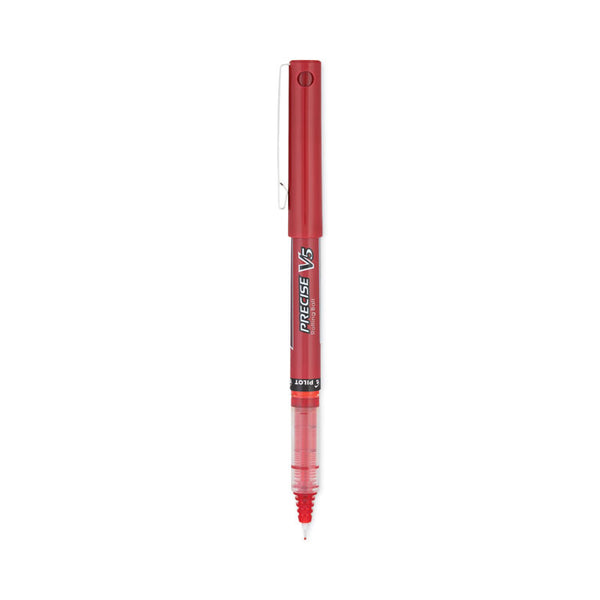 Pilot® Precise V5 Roller Ball Pen, Stick, Extra-Fine 0.5 mm, Red Ink, Red/Clear Barrel, Dozen (PIL35336)