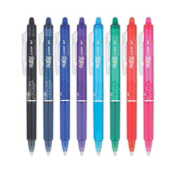 Pilot® FriXion Clicker Erasable Gel Pen, Retractable, Fine 0.7 mm, Assorted Ink and Barrel Colors, 8/Pack (PIL13285)