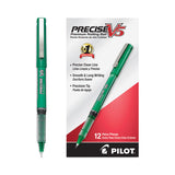 Pilot® Precise V5 Roller Ball Pen, Stick, Extra-Fine 0.5 mm, Green Ink, Green/Clear Barrel, Dozen (PIL25104)