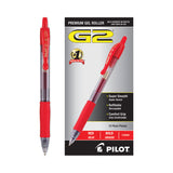 Pilot® G2 Premium Gel Pen, Retractable, Bold 1 mm, Red Ink, Smoke/Red Barrel, Dozen (PIL31258)