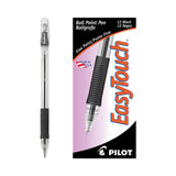 Pilot® EasyTouch Ballpoint Pen, Stick, Fine 0.7 mm, Black Ink, Clear/Black Barrel, Dozen (PIL32001)