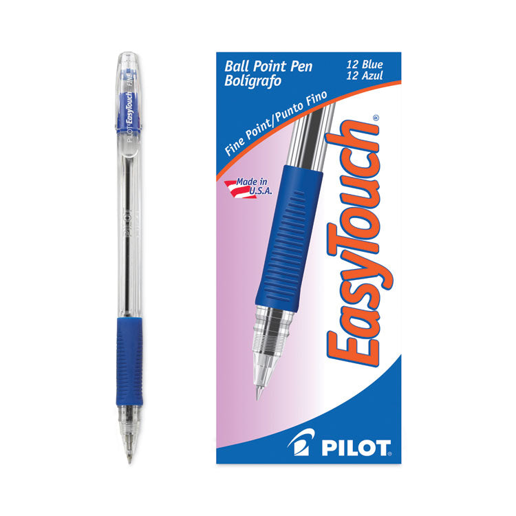 Pilot® EasyTouch Ballpoint Pen, Stick, Fine 0.7 mm, Blue Ink, Clear/Blue Barrel, Dozen (PIL32002)