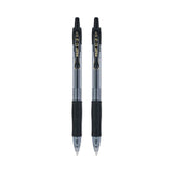 Pilot® G2 Premium Gel Pen, Retractable, Fine 0.7 mm, Black Ink, Smoke/Black Barrel, 2/Pack (PIL31031)