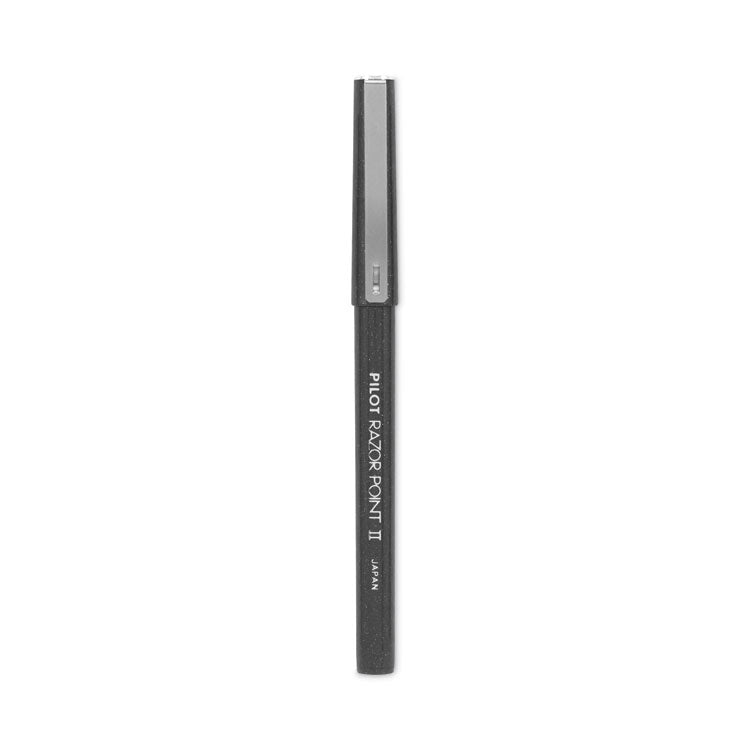 Pilot® Razor Point II Super Fine Line Porous Point Pen, Stick, Ultra-Fine 0.2 mm, Black Ink, Black Barrel, Dozen (PIL11009) 1 Dozen