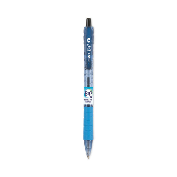 Pilot® B2P Bottle-2-Pen Recycled Ballpoint Pen, Retractable, Fine 0.7 mm, Black Ink, Translucent Blue Barrel, Dozen (PIL32600)