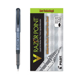 Pilot® V Razor Point Liquid Ink Porous Point Pen, Stick, Extra-Fine 0.5 mm, Black Ink, Gray/Smoke Barrel, Dozen (PIL11020)