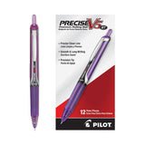 Pilot® Precise V5RT Roller Ball Pen, Retractable, Extra-Fine 0.5 mm, Purple Ink, Purple Barrel, Dozen (PIL26066)