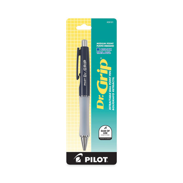 Pilot® Dr. Grip Ballpoint Pen, Retractable, Medium 1 mm, Blue Ink, Navy Barrel (PIL36101)