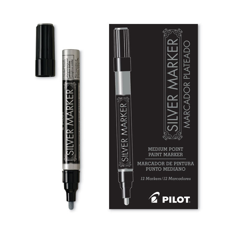 Pilot® Creative Art and Crafts Marker, Medium Brush Tip, Silver (PIL41800)