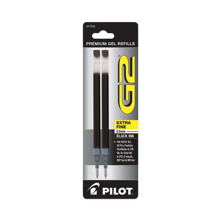 Pilot® Refill for Pilot B2P, Dr Grip, G2, G6, MR Metropolitan, Precise BeGreen and Q7 Gel Pens, Extra-Fine Tip, Black Ink, 2/Pack (PIL77232)