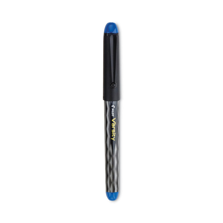 Pilot® Varsity Fountain Pen, Medium 1 mm, Blue Ink, Clear/Black/Blue Barrel (PIL90011)