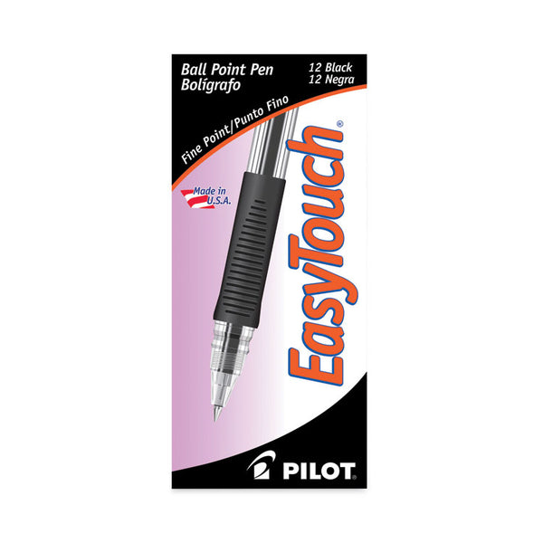 Pilot® EasyTouch Ballpoint Pen, Stick, Fine 0.7 mm, Black Ink, Clear/Black Barrel, Dozen (PIL32001)