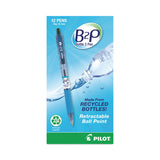 Pilot® B2P Bottle-2-Pen Recycled Ballpoint Pen, Retractable, Fine 0.7 mm, Black Ink, Translucent Blue Barrel, Dozen (PIL32600)