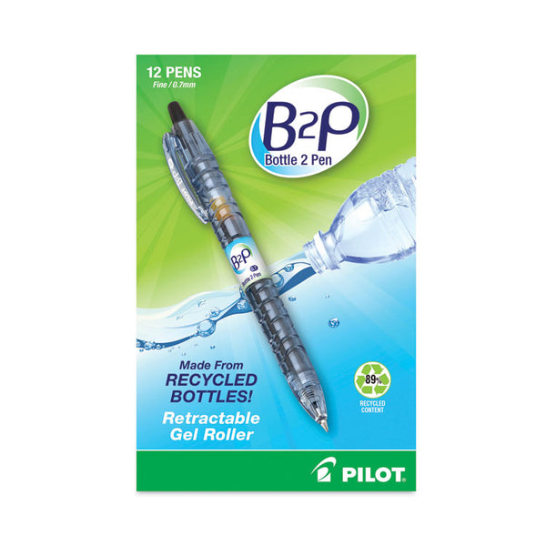 Pilot® B2P Bottle-2-Pen Recycled Gel Pen, Retractable, Fine 0.7 mm, Black Ink, Translucent Blue Barrel (PIL31600)