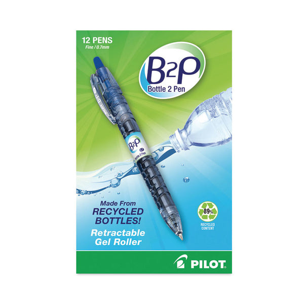 Pilot® B2P Bottle-2-Pen Recycled Gel Pen, Retractable, Fine 0.7 mm, Blue Ink, Translucent Blue Barrel (PIL31601)