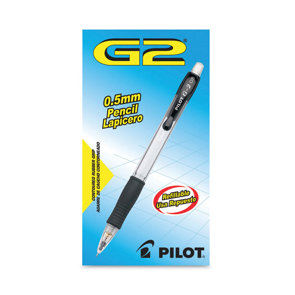 Pilot® G2 Mechanical Pencil, 0.7 mm, HB (#2), Black Lead, Clear/Black Barrel, Dozen (PIL51015)