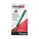 Pilot® Precise V5 Roller Ball Pen, Stick, Extra-Fine 0.5 mm, Green Ink, Green/Clear Barrel, Dozen (PIL25104)