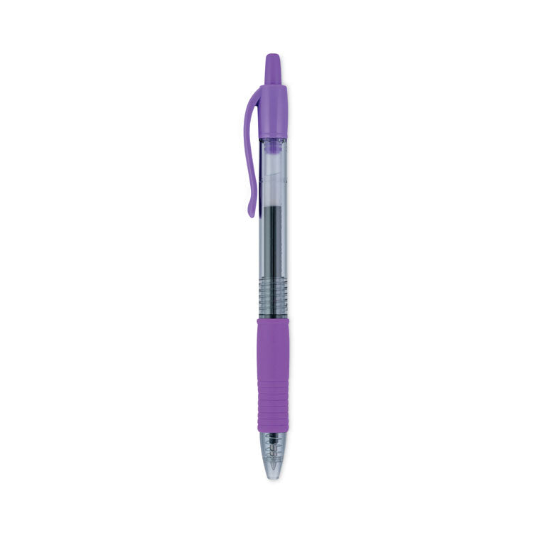 Pilot® G2 Premium Gel Pen, Retractable, Fine 0.7 mm, Purple Ink, Smoke/Purple Barrel, Dozen (PIL31029) 1 Dozen