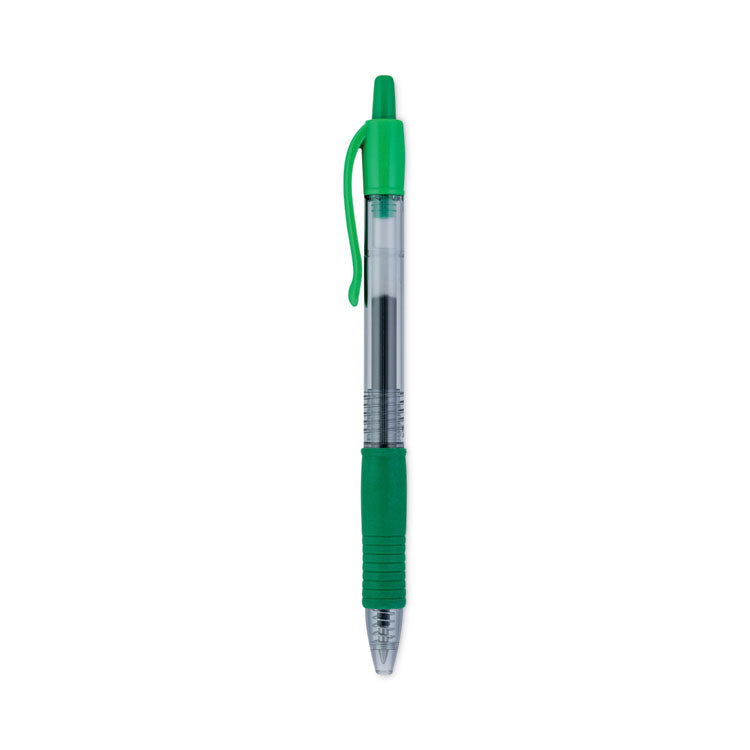 Pilot® G2 Premium Gel Pen, Retractable, Extra-Fine 0.5 mm, Green Ink, Smoke/Green Barrel, Dozen (PIL31005)