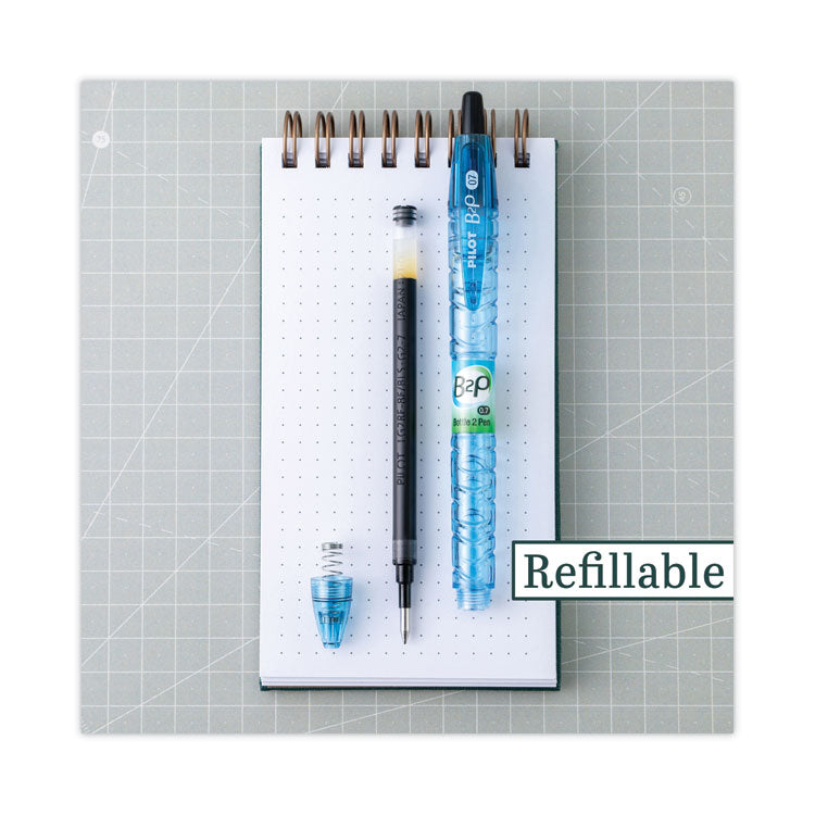 Pilot® B2P Bottle-2-Pen Recycled Gel Pen, Retractable, Fine 0.7 mm, Blue Ink, Translucent Blue Barrel (PIL31601)