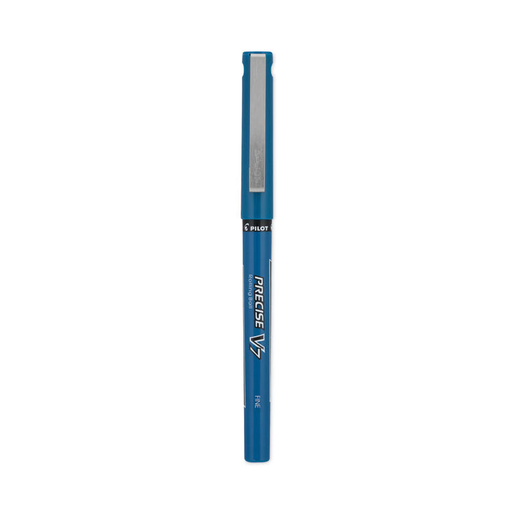 Pilot® Precise V7 Roller Ball Pen, Stick, Fine 0.7 mm, Blue Ink, Blue/Clear Barrel, Dozen (PIL35349)