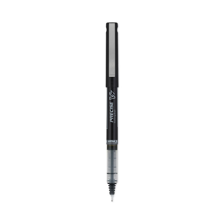 Pilot® Precise V7 Roller Ball Pen, Stick, Fine 0.7 mm, Black Ink, Black/Clear Barrel, Dozen (PIL35346)