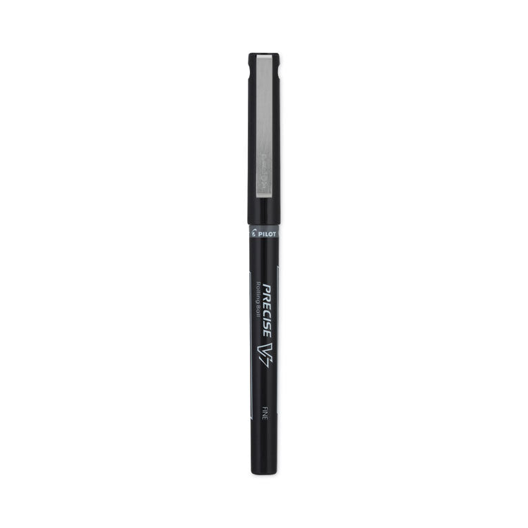 Pilot® Precise V7 Roller Ball Pen, Stick, Fine 0.7 mm, Black Ink, Black/Clear Barrel, Dozen (PIL35346)