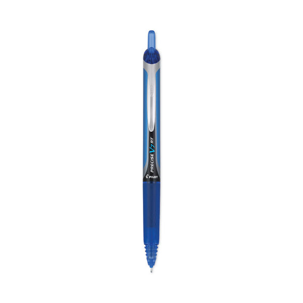 Pilot® Precise V7RT Roller Ball Pen, Retractable, Fine 0.7 mm, Blue Ink, Blue Barrel, Dozen (PIL26068)