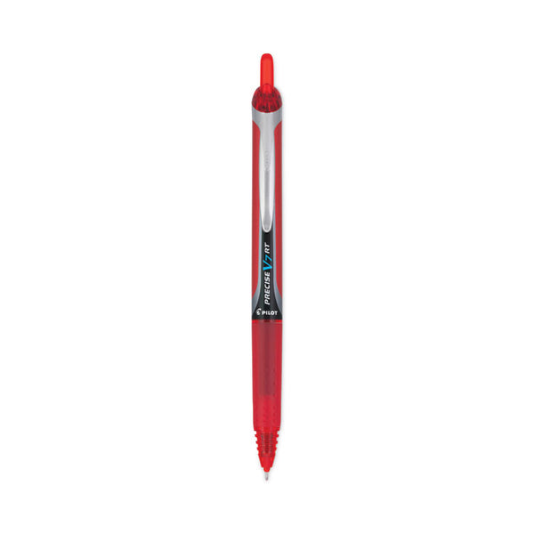 Pilot® Precise V7RT Roller Ball Pen, Retractable, Fine 0.7 mm, Red Ink, Red Barrel, Dozen (PIL26069)