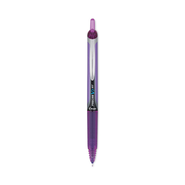 Pilot® Precise V7RT Roller Ball Pen, Retractable, Fine 0.7 mm, Purple Ink, Purple Barrel (PIL26071) 1 Dozen