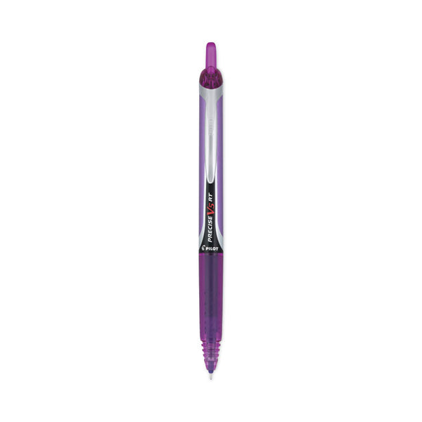 Pilot® Precise V5RT Roller Ball Pen, Retractable, Extra-Fine 0.5 mm, Purple Ink, Purple Barrel, Dozen (PIL26066)