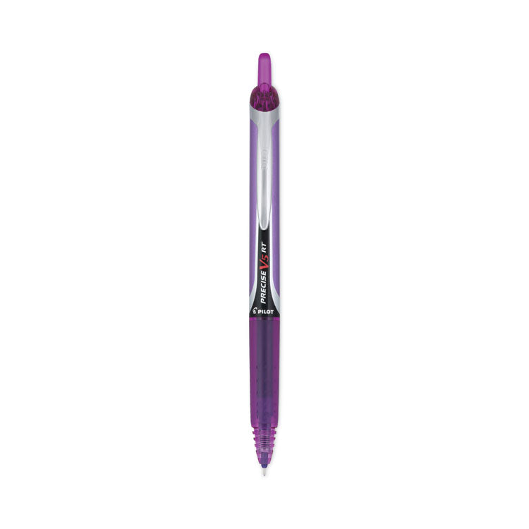 Pilot® Precise V5RT Roller Ball Pen, Retractable, Extra-Fine 0.5 mm, Purple Ink, Purple Barrel, Dozen (PIL26066)